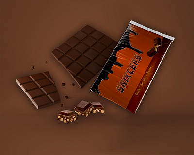 Snikcers Chocolate Wrapper challenge chocolate chocolate bar chocolate wrapper design dribbble weekly warm up dribble flat food graphic design illustrator mockup packaging print redesign snikcers typogaphy wrapper