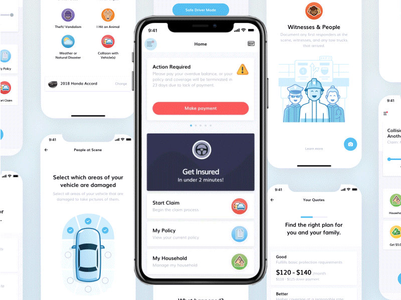 Mobile Design - Simplifying Consumer Insurance app design application auto insurance dailyui insurance insurance app insurance mobile mobile mobile app ui ux