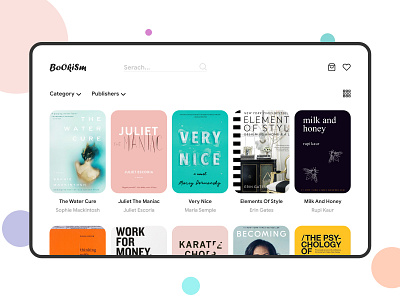 Online Book Store book books bookshop category favorite grid pattern publisher search shop sort sort by ui uiux uix ux uxui