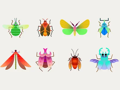 Bug Brite Unlockable Skins. animation art character design game illustration photoshop ui visual design