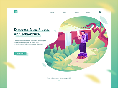 Trip and Adventure Hero Illustration Exploration adventure branding design hero image illustration landing page maps typography ui vector web web design website