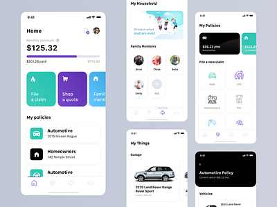 Mobile Design - Insurance App app design application daily ui dailyui insurance insurance app mobile mobile app mobile ui ui ui kit ux