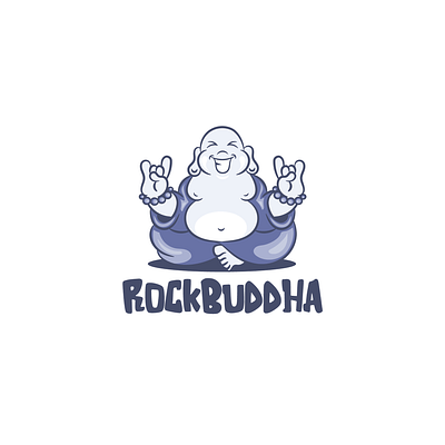 RockBuddha apparel branding buddha buddhism cartoon character colorful creative illustration logo mascot rock