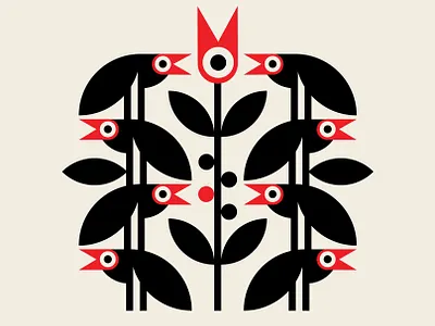 Crowbar abstract design birds black branding design geometric identity illustration red santa monica vector