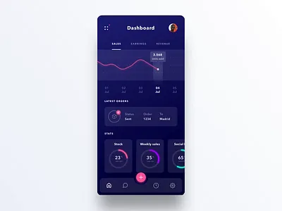 Dashboard Menu Interaction 3d dark dashboard menu mobile protopie ui user interface ux