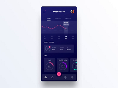 Dashboard Menu Interaction 3d dark dashboard menu mobile protopie ui user interface ux