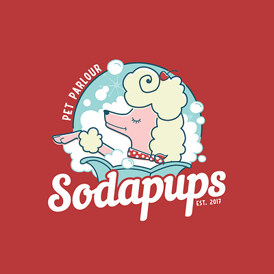 Sodapups Pet Parlour design dog grooming dog logo illustration logo logo design