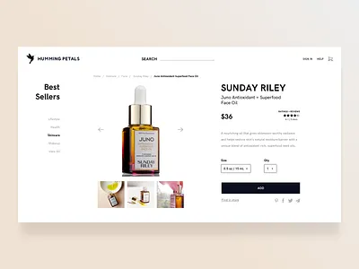 Sunday Riley Face Oil beauty cart checkout clean creative design ecommerce health landing layout minimal neutrals product product design product page shop skincare store ui web