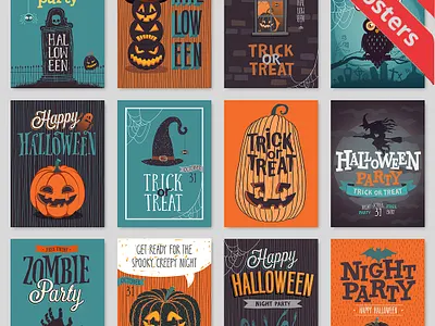 16 Halloween vector Poster designs 31 background banner bat black card cartoon celebration character cheerful children costume cute decoration devil dracula flyer friends fun ghost
