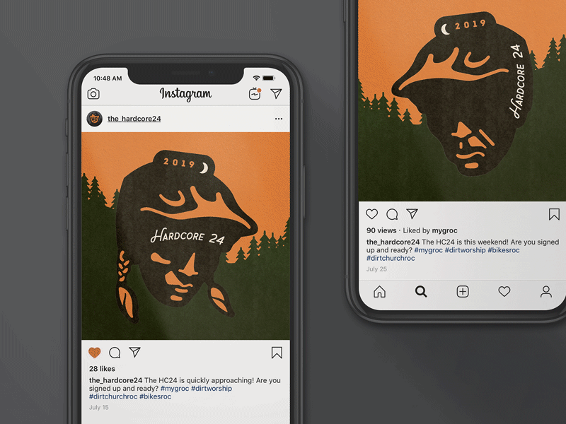 Hardcore 24 Social Awareness 24 hour race bikeracer branding endurance race hardcore headlamp helmet illustration instagram post lights logo mountain bike nightlight race zombie zombie head