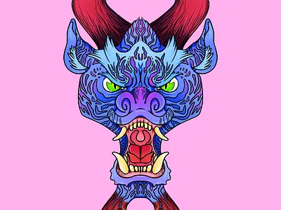 01 jet lag 90s dragon illustration ipadpro jet lag monster neon procreate symmetry
