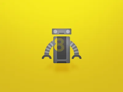 Robot No. 8 8 buddy eyes gray head icon robot robotics yellow
