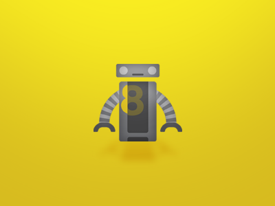 Robot No. 8 8 buddy eyes gray head icon robot robotics yellow