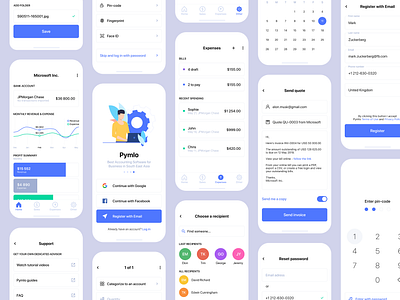 Pymlo iOS App Design /// Business & Accounting Software adobe xd app apple design flat ios minimal mobile ui ux