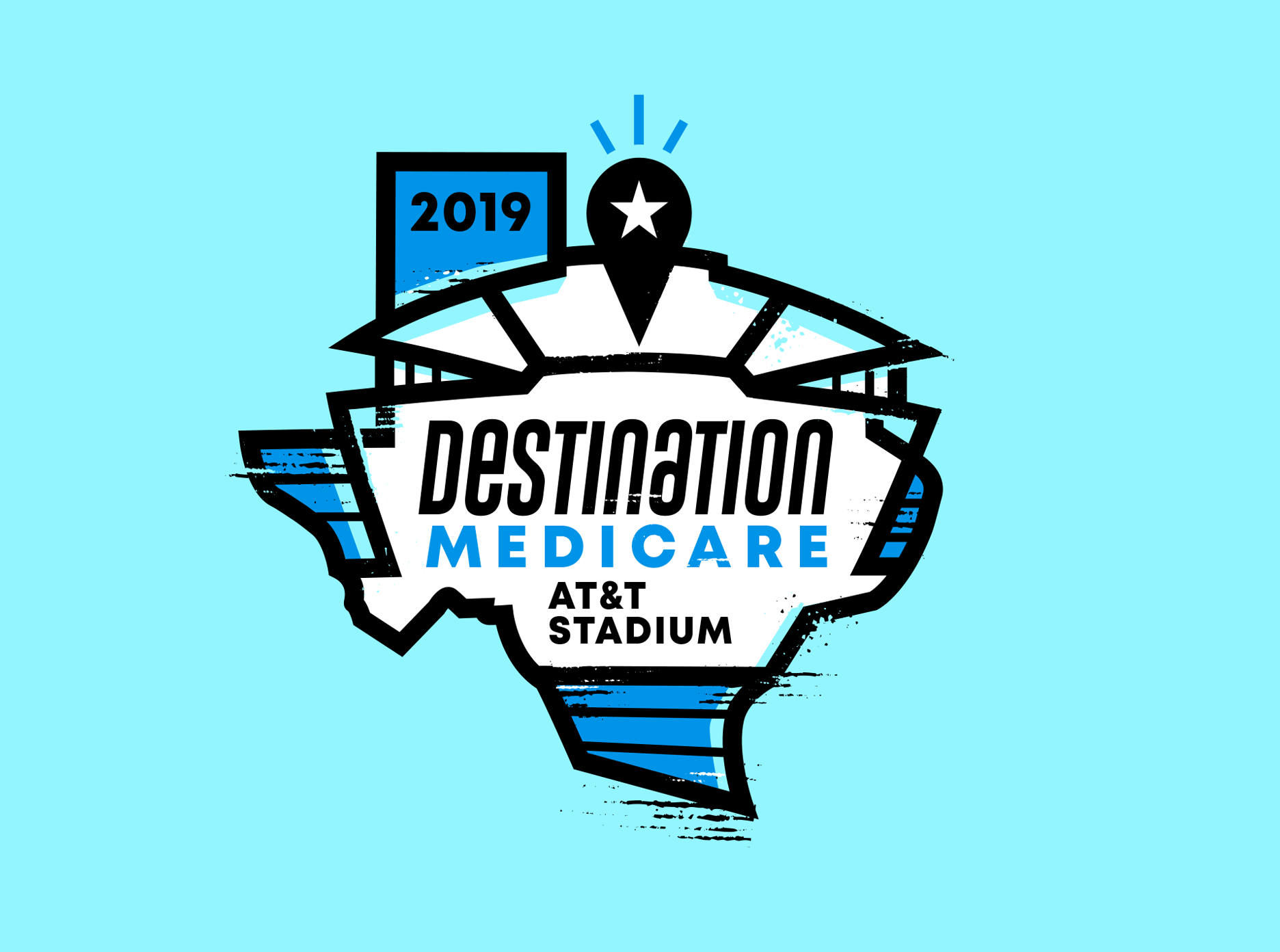 2019 Destination austin branding conference cowboys dallas design event football health healthcare logo mark medical medicare merch pin stadium texas texture vector