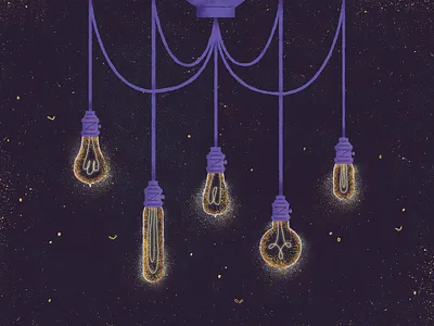 Light Bulb Chandelier editorial glow illumination illustration light purple