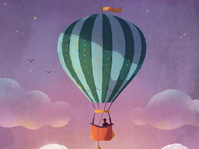 Hot Air Balloon clouds concept editorial flag hot air balloon illustration purple sky sunset travel