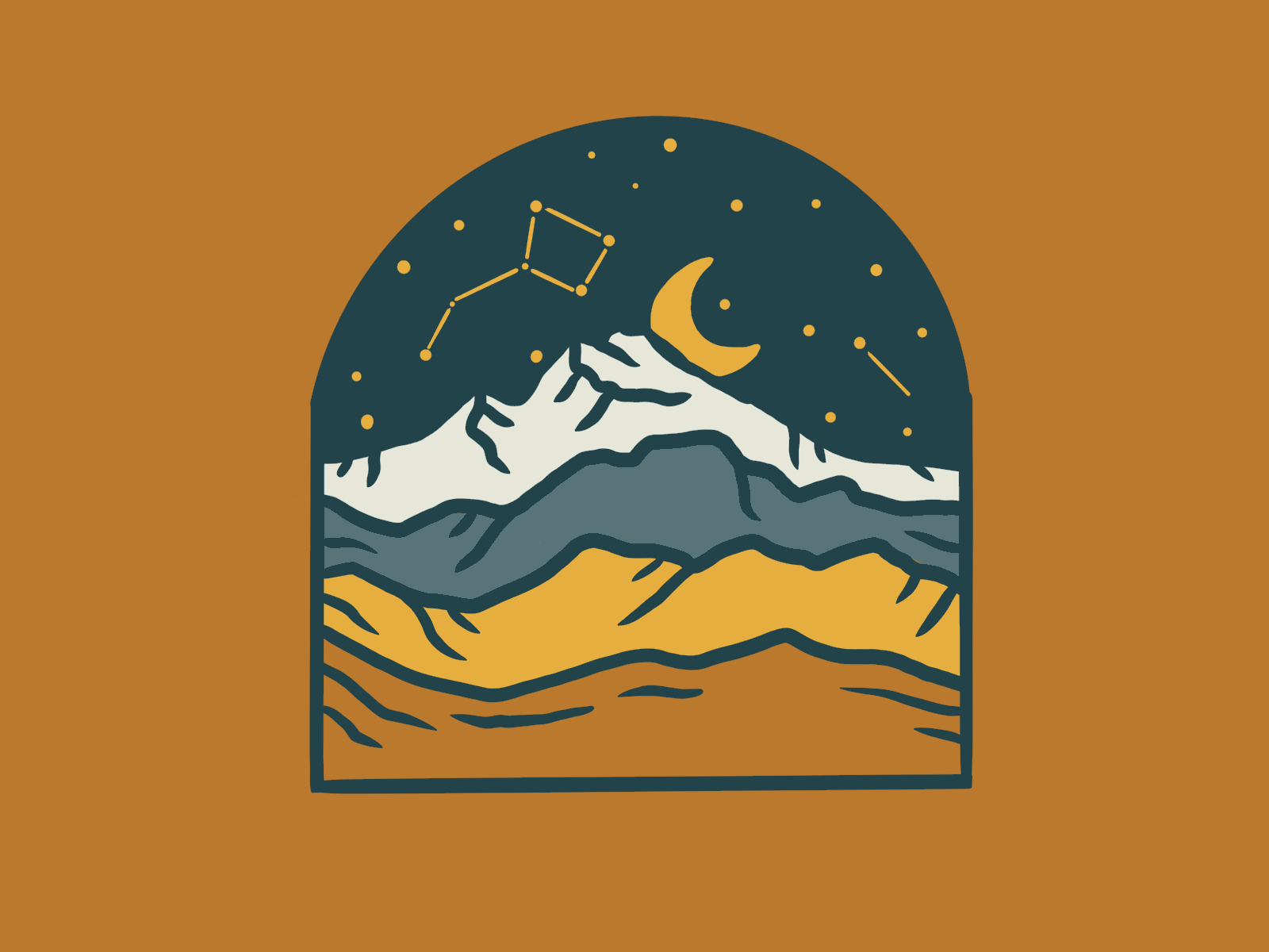 Night Sky Gif adobe draw animation animation 2d badge design design drawing gif gif animated illustration landscape mountains mt rainier nature outdoors procreate