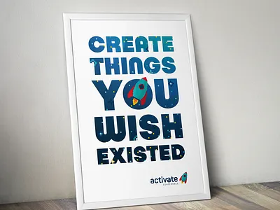 Activate Conference Poster conference pixelated poster rocket space stars