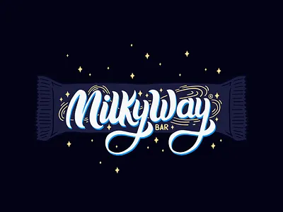 Milky Way Packaging candy bar hand drawn type hand lettering hand lettering logo illustration milky way modern lettering packaging redesign script lettering typography