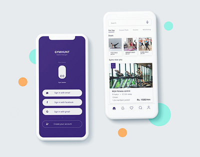 GymHunt Gym finder app app branding design fitness gym gym app ui ux