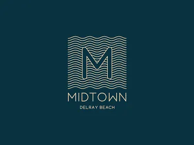 Midtown delray beach logo beach blue branding classy design logo minimal modern waves