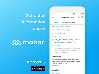 Mabar Event Details Page sport