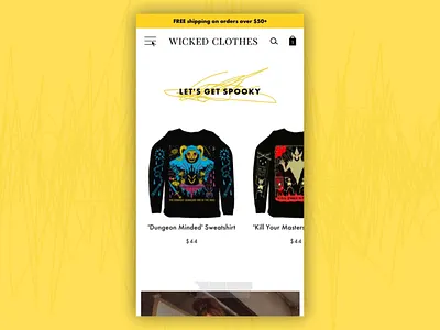 Mobile Navigation animation branding creepy design ecommerce fashion grungy illustration logo rotate rotation skull uxui wicked yellow