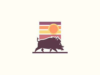 Beautiful Boar boar color icon jungle logo mascot mascotlogo sunrise sunset wild wild boar