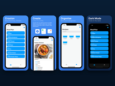 App Store Graphics - Crouton app app store apple chef cook crouton design ios iphone plan recipe recipe app recipe book screenshot simple ux