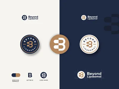 logo concept for Beyond Liposomal abstract beyond branding capsule clean feminine feminine logo geometric grid logo medical modern pharma pharmaceutical professional wordmark