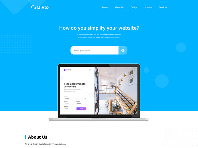Divto Web Design Website Redesign agency agency branding agency landing page agency website blue clean design designer flat landingpage minimalism minimalist studio ui web webdesign website