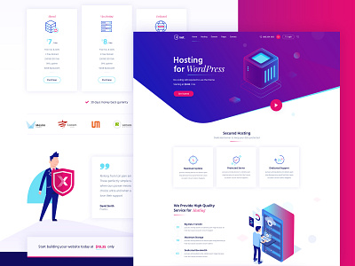 Hosting website design creative gradient graphic hosting template landing page uiux webdesign