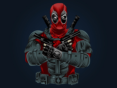 deadpool 2 amazing deadpool design digital art digital illustration flat fun illustration marvelcomics noir portrait art vector web