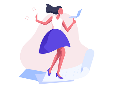 Dance design illustration lady office people ui vector woman work