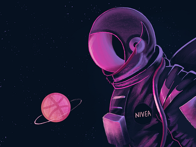 Hello dribbble astronaut universe