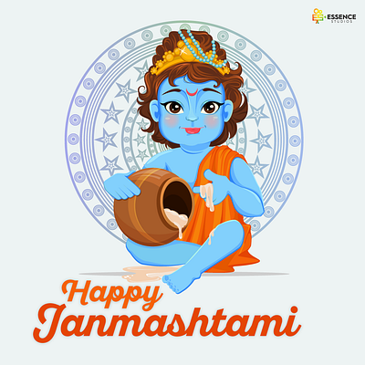 Little Krishna design flat illustration vector