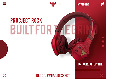 project rock ui design artwork design flat flatdesign headphone icon illustration logo logos project rock simple therock ui uiux ux vector website concept website design wireless