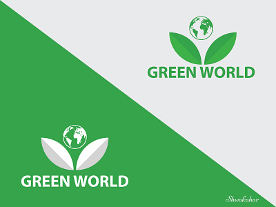 GREEN WORLD logo eco ecology environment farm flora forest fresh garden green health herb landscape leaf leaves life lifestyle natural nature non profit organic