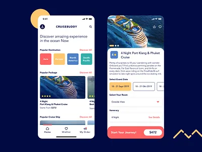 Cruise Buddy booking app cruise cruise ship ios journey mobile app design product design product detail ship ticket booking ticketing tour travel app ui ux