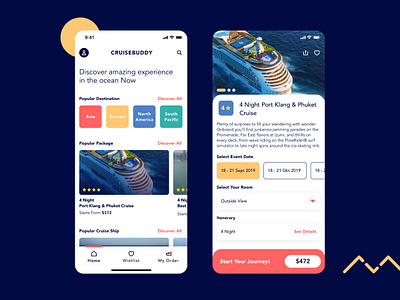 Cruise Buddy booking app cruise cruise ship ios journey mobile app design product design product detail ship ticket booking ticketing tour travel app ui ux