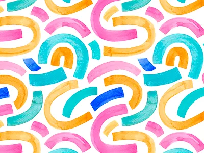 Colorful children seamless pattern abstract arc background blue cartoon children color colorful hand drawn illustration kid orange paper pattern seamless turqoise wallpaper watercolor