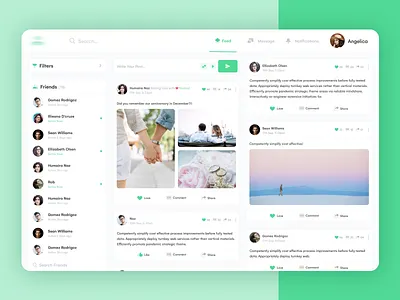 Social Media Feed chat facebook facebook feed homepage news feed social media web social platform ui design ux design web app web app design website design