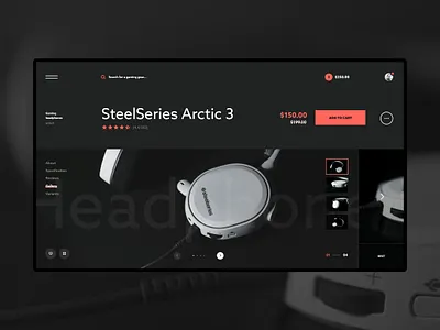 #8 Photo & Design black computer contrast dark earphones ecommerce esport gaming gear headphones product shop slider steelseries store typogaphy ui ux web website
