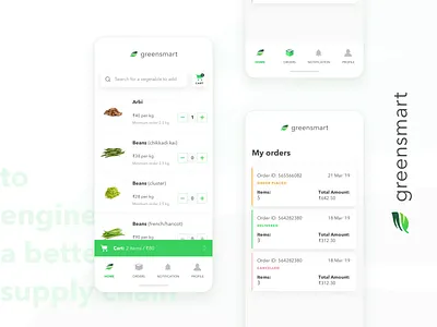 buy vegetables in bulk: greensmart app design brand identity buyer concept design farmers green illustration mobile app design mobile ui supply chain ui user experience userinterface ux vegetables