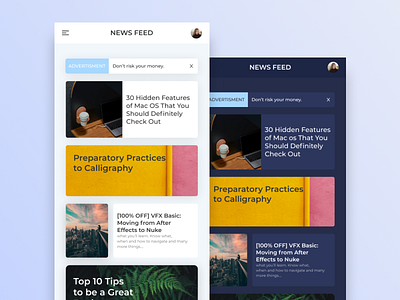 News Feed app color dark app dark mode dark theme dark ui design feed feeds gradiant news app news feed ui updates ux