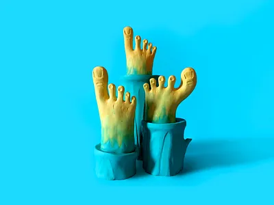 Feetforest - Foresta Pediluviale character design clay cyan feet forest illustration plant plasticine plastilina plazma plazmaclay pongo sculpture tube