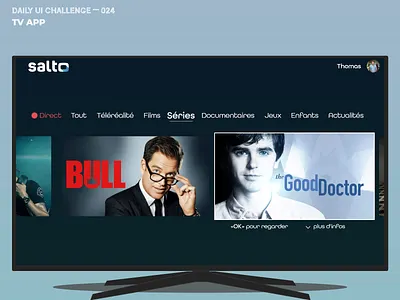 Daily UI Challenge 025 — TV App (work in progress app design daily 100 challenge daily ui daily ui 025 dailyui design direct france madewithadobexd salto streaming tv app tv series uidesign work in progress