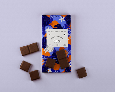 WarmUp Challenge - Chocolate n2 detail bar beans beautiful blue chocolate cocoa dark design dribbbleweeklywarmup flower illustration minimal orange organic plant product product packaging simple