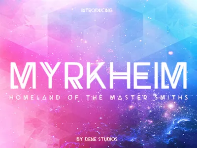 Myrkheim - A Norse Inspired Typeface ancient design easy to use font futuristic futuristic font graphic design mythology norse norse font odin sci fi science science fiction thor typeface viking vikings